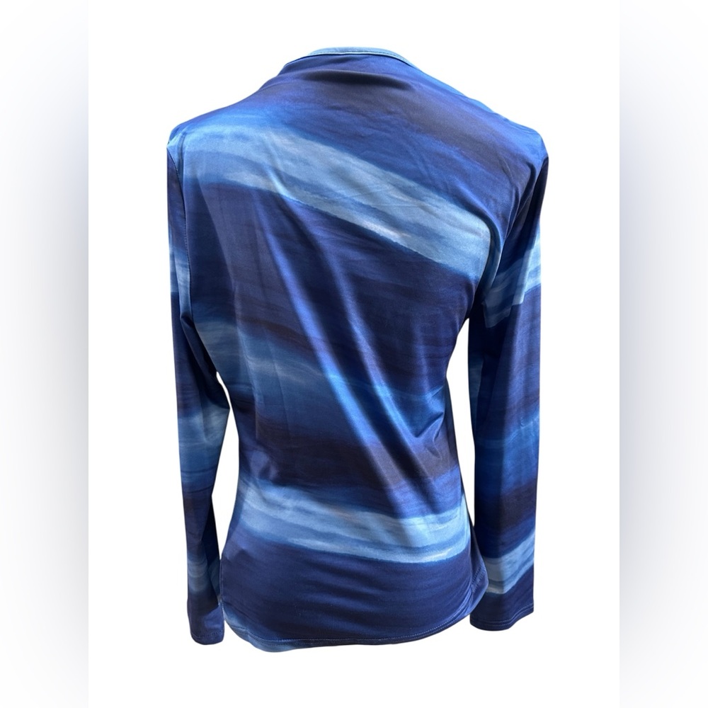 SHEIN sz LG multi blue tone asymmetrical long sleeve T-shirt top shirt NWOT - Picture 4 of 8